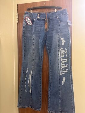 Von Dutch Blue Graphic Flared Jeans